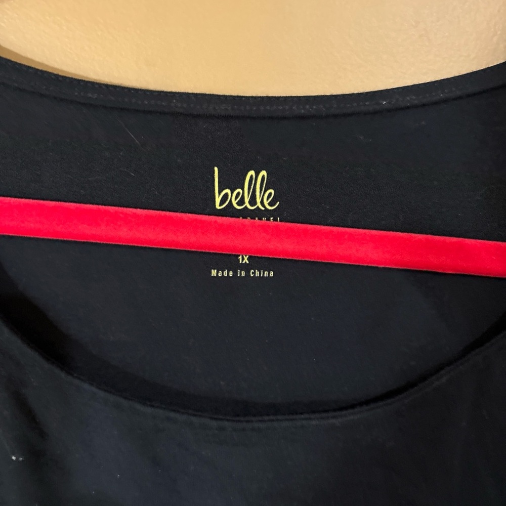HC241. Belle by Kim Gravel Triple Lux Grommet Side Tie T-shirt 1X BLACK - Picture 4 of 8